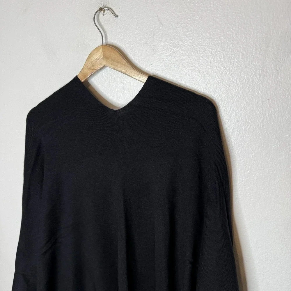 New Puli Black Soft‎ Wrap Poncho Elegant Classic Minimalist Women's One Size